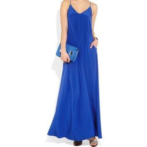 J. Crew Silk Maxi Dress In Cobalt Blue